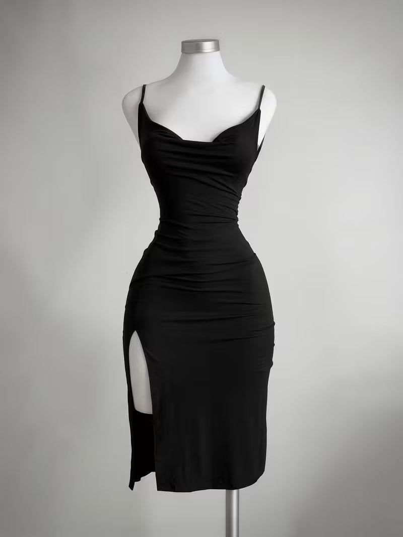 Y2K Slit Spaghetti Strap Solid Color Women's Dress, Suitable for Vacation, Festivals, Daily Wear, Shopping, Dating, Beach Mini Skirt