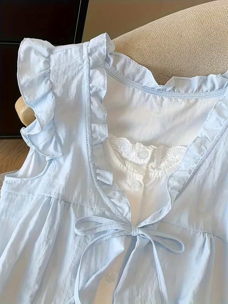 Ladies Loose Sleeveless Two-Piece Shirt