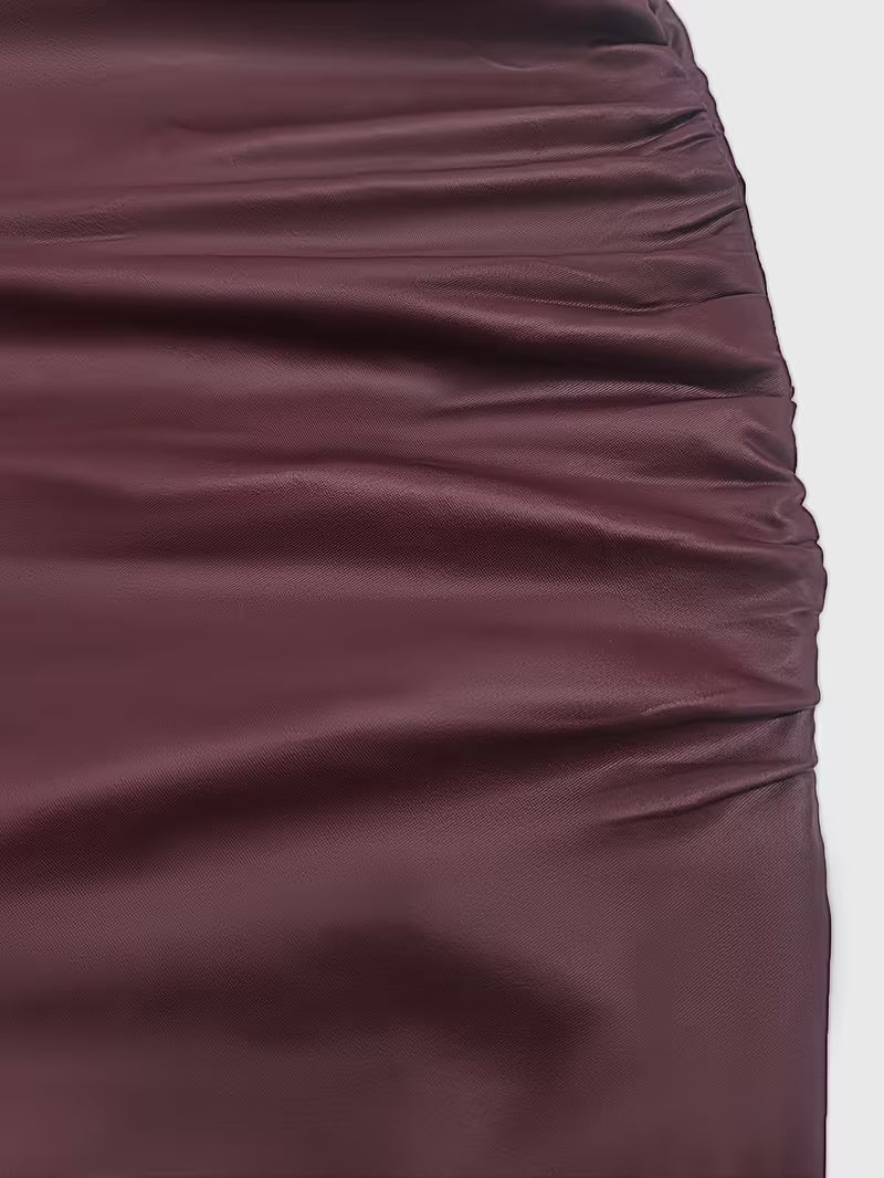 Summer Women's High Neck Pleated Sleeveless Dress