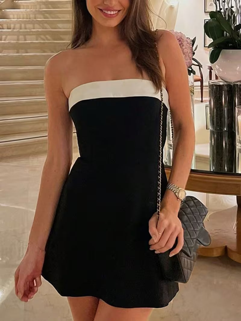 Elegant Black Strapless Dress for Women, Perfect for Spring/Summer Parties, Vacations, And Casual Evenings