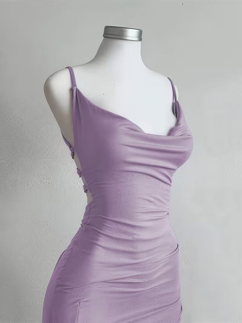 Y2K Slit Spaghetti Strap Solid Color Women's Dress, Suitable for Vacation, Festivals, Daily Wear, Shopping, Dating, Beach Mini Skirt