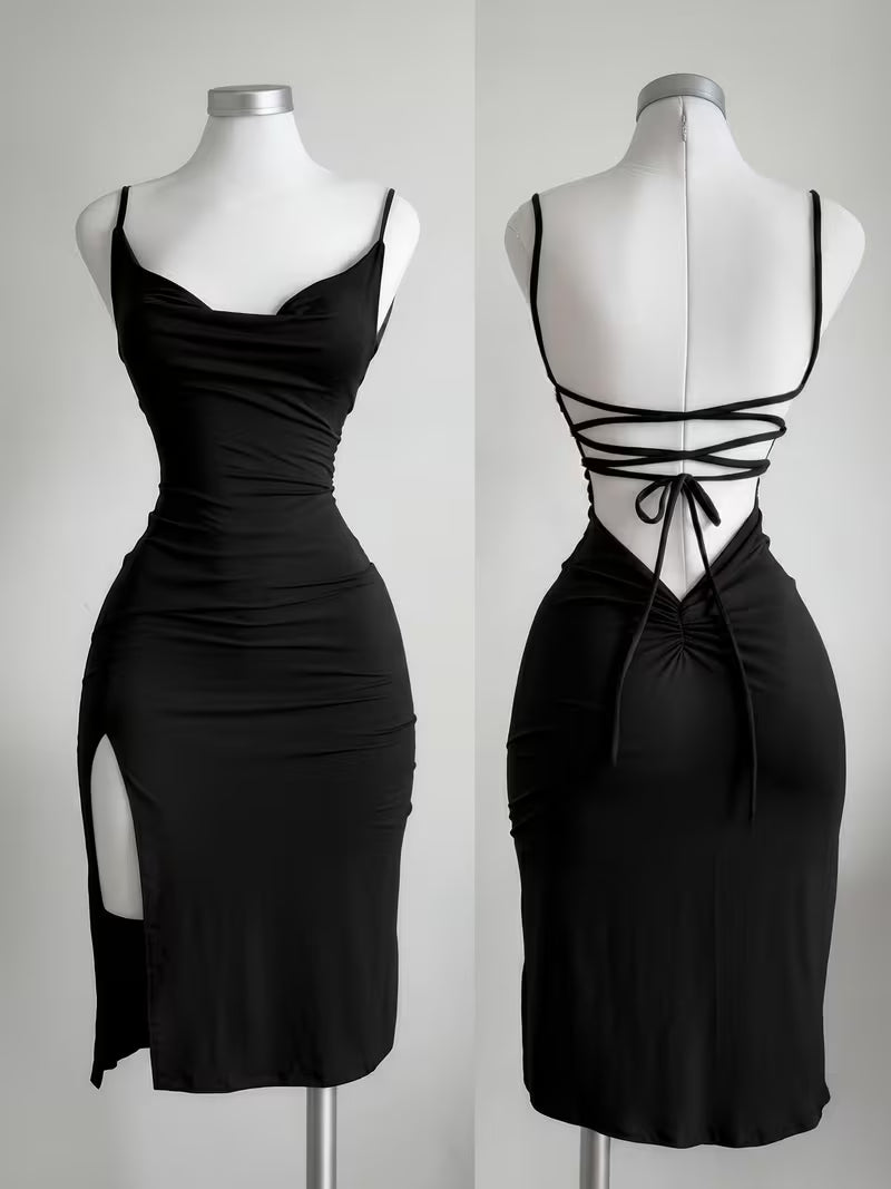 Y2K Slit Spaghetti Strap Solid Color Women's Dress, Suitable for Vacation, Festivals, Daily Wear, Shopping, Dating, Beach Mini Skirt