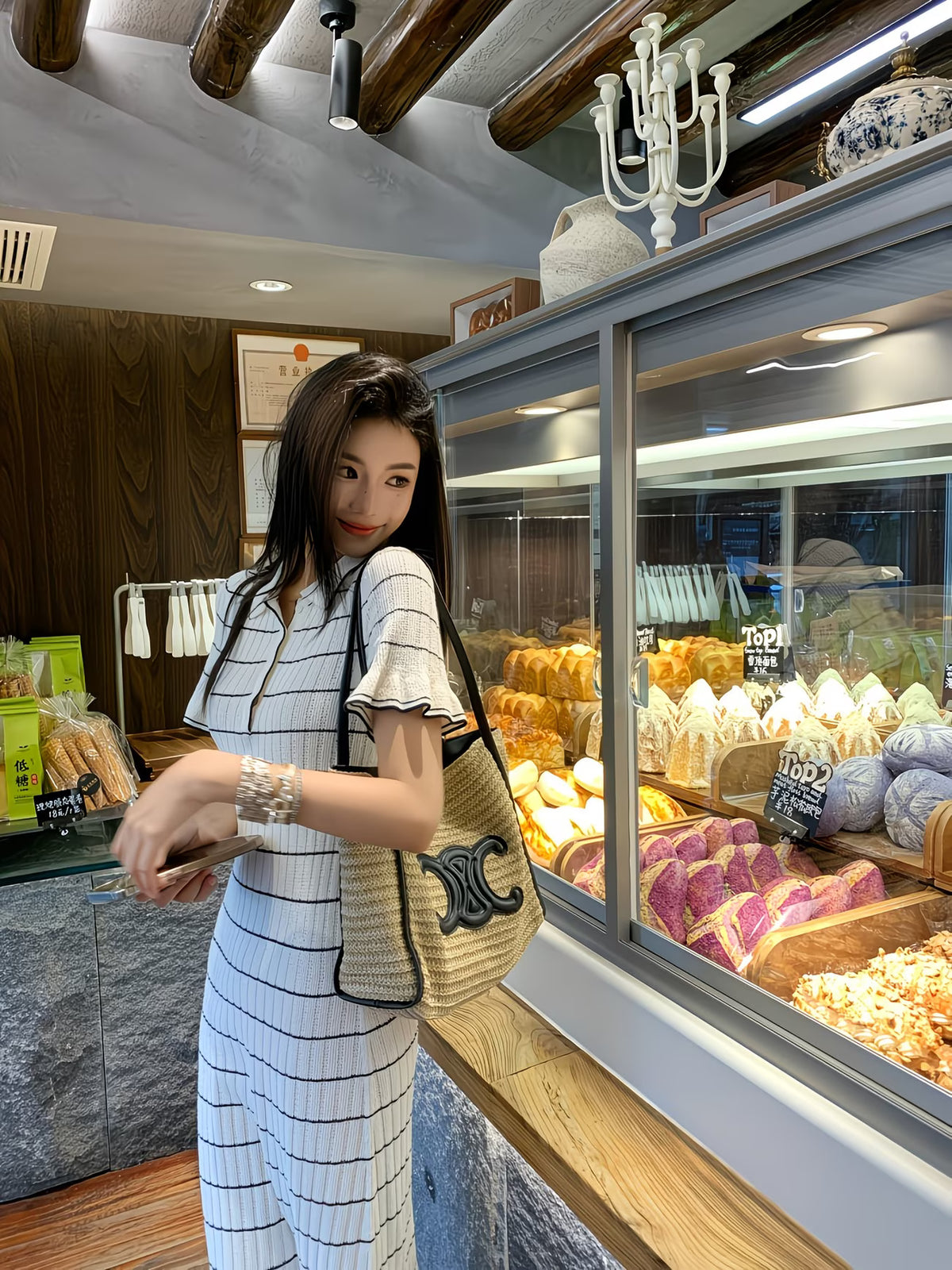 [French-Style Midi Dress] Color-Block Striped Midi Dress with Short-Sleeve Collar, Waist-Cinching Fitted Summer Dress for Casual to Semi-Formal Wear