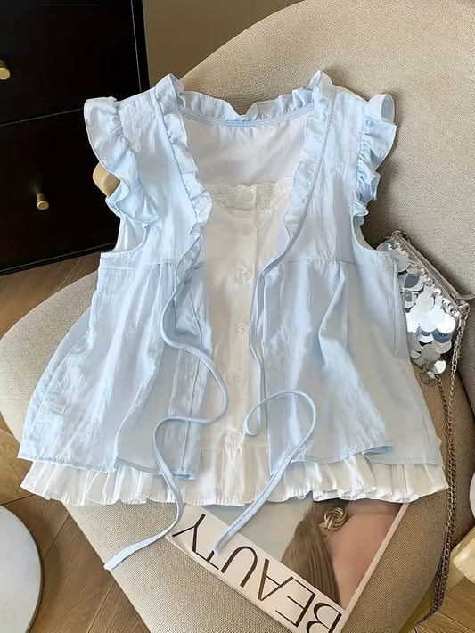 Ladies Loose Sleeveless Two-Piece Shirt