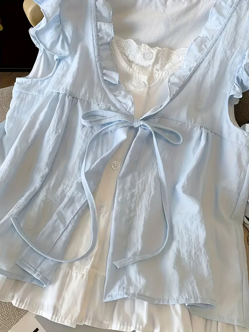 Ladies Loose Sleeveless Two-Piece Shirt