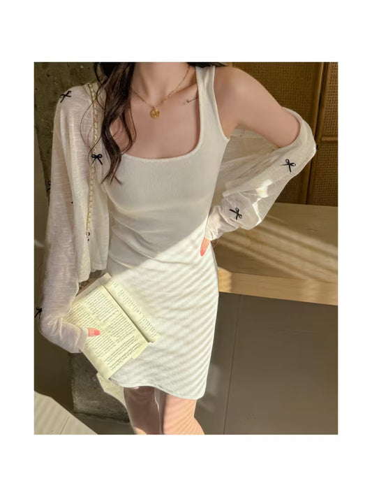 1pc Pure Camisole Dress for Women in Spring And Summer, Sexy And Spicy, Slim Fit And, Wrapped Buttocks Skirt