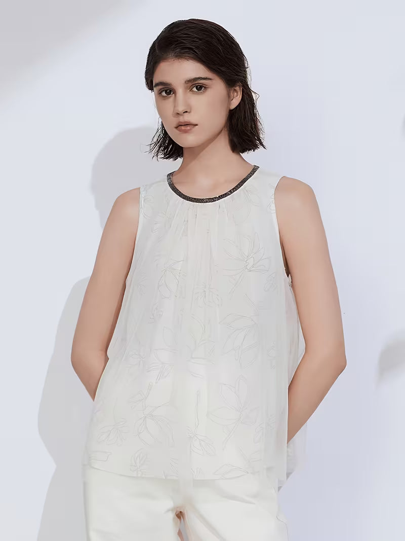 High Quality 100% Summer Sleeveless Blouse Ladies Clothes Luxury Women's Clothing Shirts