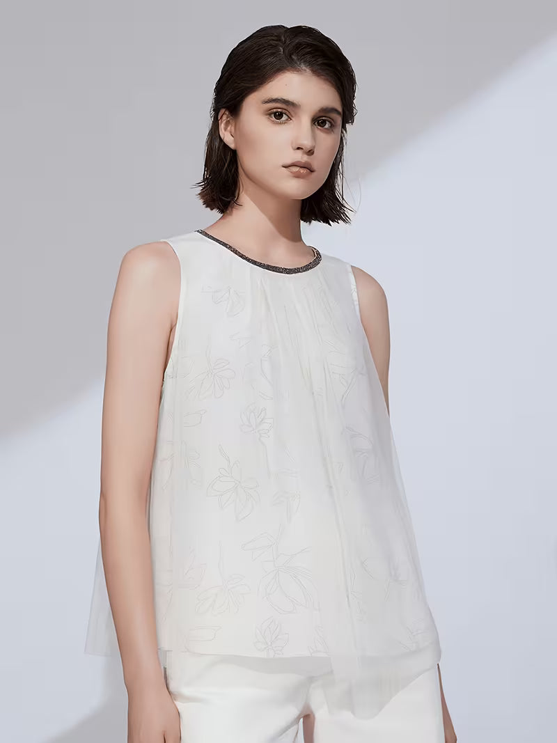 High Quality 100% Summer Sleeveless Blouse Ladies Clothes Luxury Women's Clothing Shirts