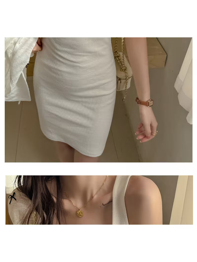 1pc Pure Camisole Dress for Women in Spring And Summer, Sexy And Spicy, Slim Fit And, Wrapped Buttocks Skirt