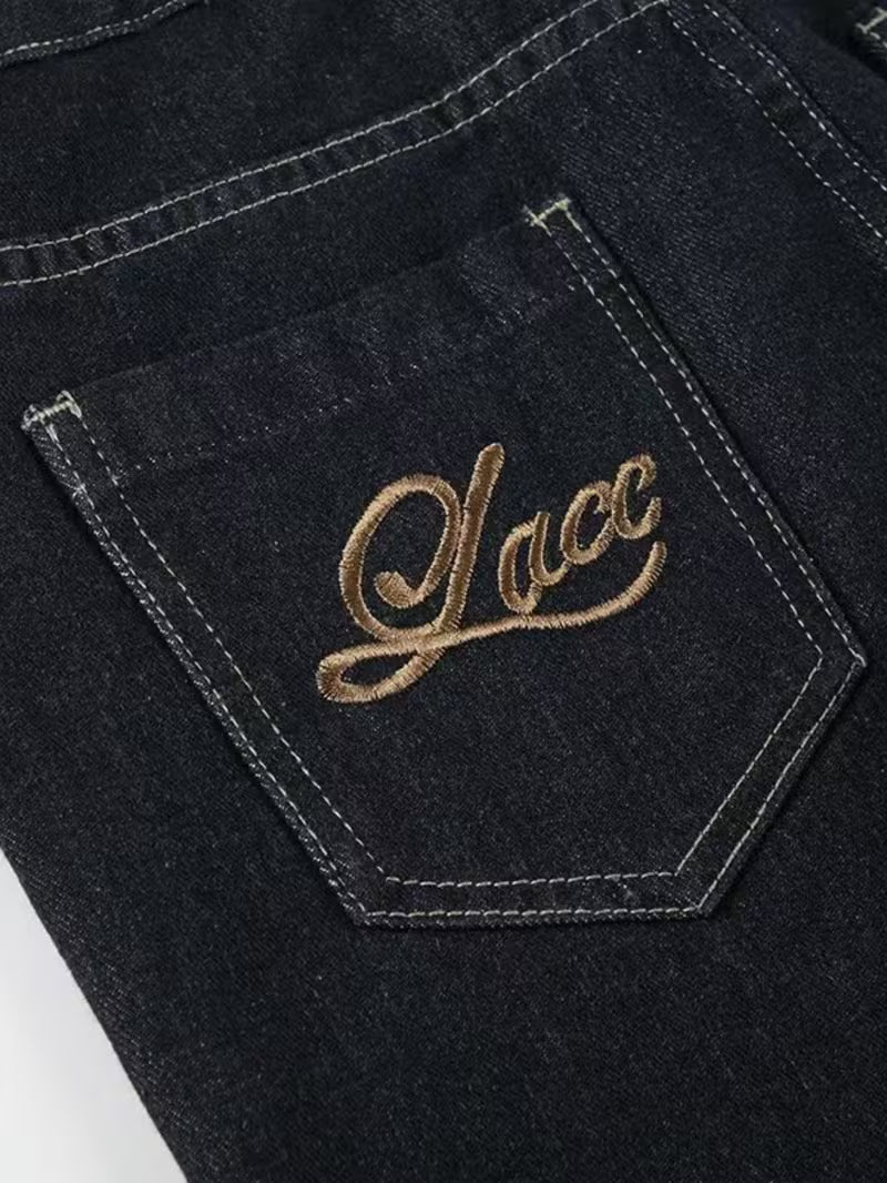 Low-Rise Wide-Leg Jeans for Women, Vintage Y2K Loose Fit Flared Denim Pants, Casual Streetwear Long Baggy Trousers Bootcut Jeans