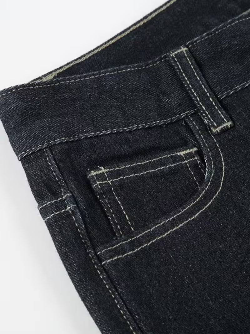 Low-Rise Wide-Leg Jeans for Women, Vintage Y2K Loose Fit Flared Denim Pants, Casual Streetwear Long Baggy Trousers Bootcut Jeans