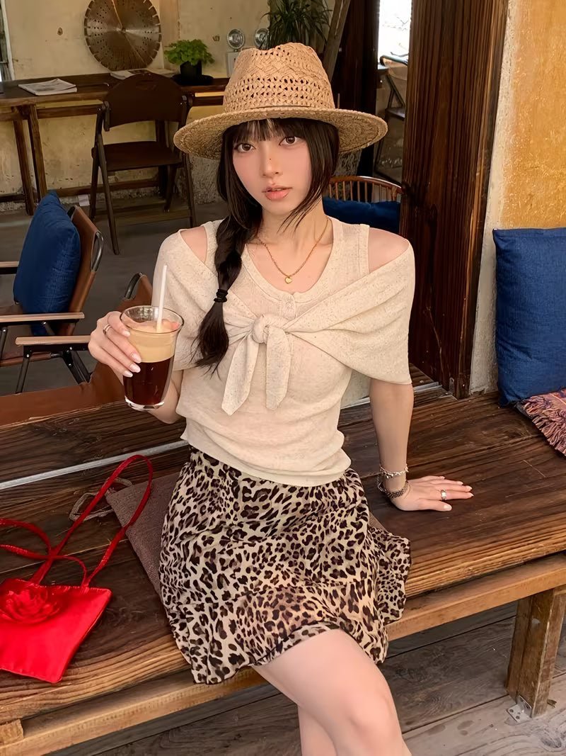 Retro Hot Style Leopard Print Half-Length Skirt 2026 Summer Spring And Summer Thin New Style Casual Loose Short Skirt