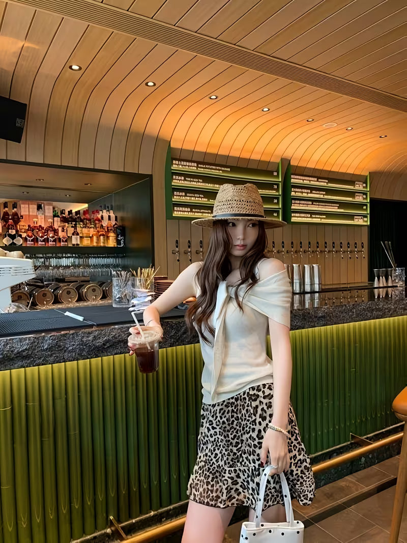 Retro Hot Style Leopard Print Half-Length Skirt 2026 Summer Spring And Summer Thin New Style Casual Loose Short Skirt
