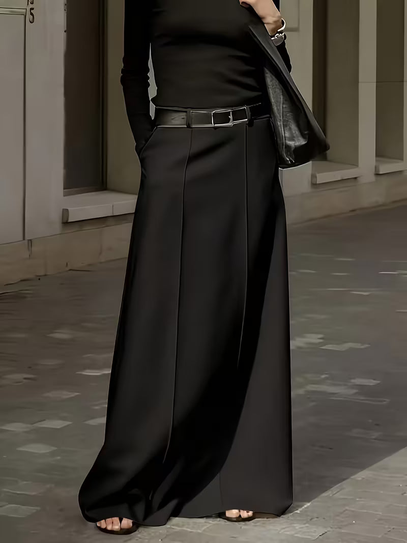 Women'S Elegant Commuter Black Half Skirt