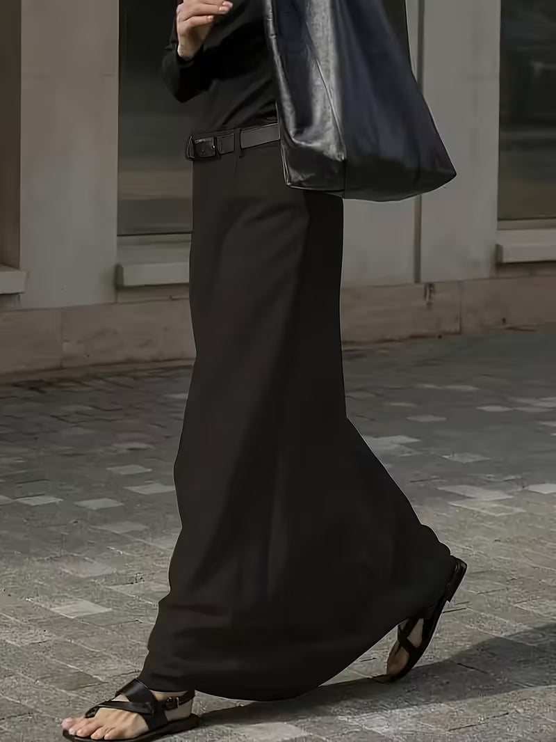 Women'S Elegant Commuter Black Half Skirt