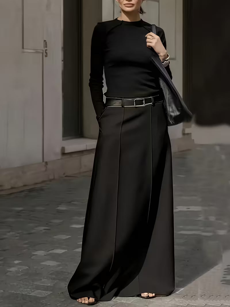 Women'S Elegant Commuter Black Half Skirt