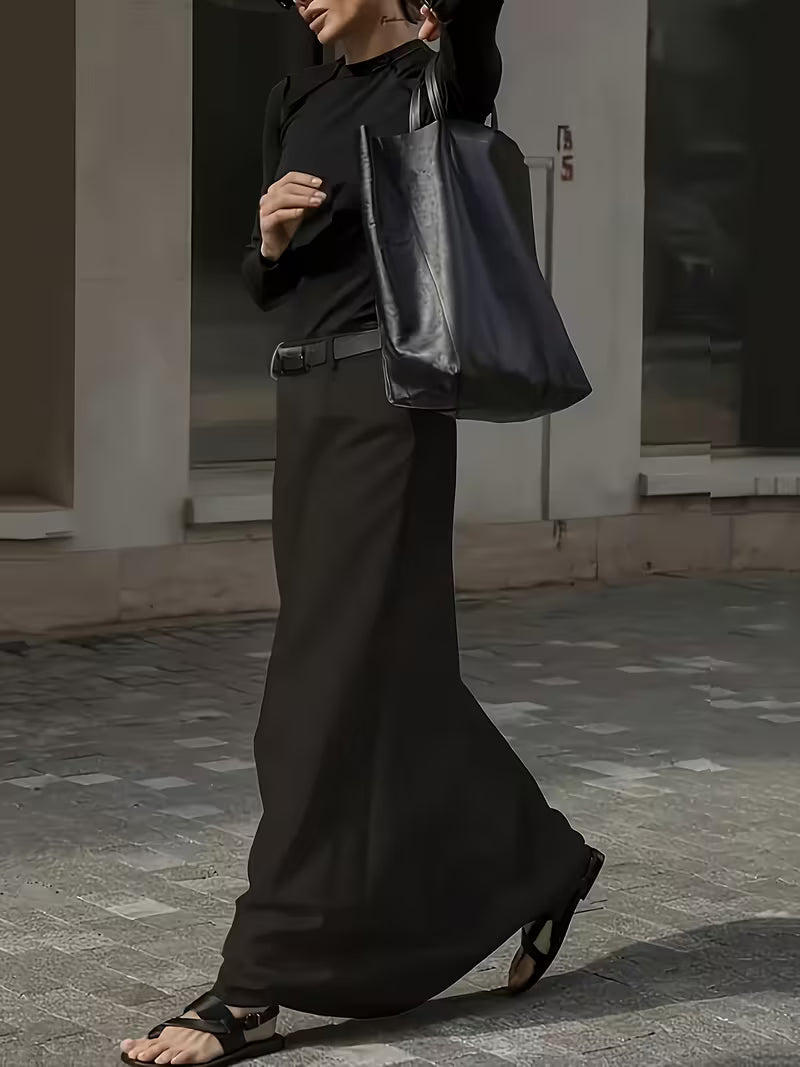 Women'S Elegant Commuter Black Half Skirt