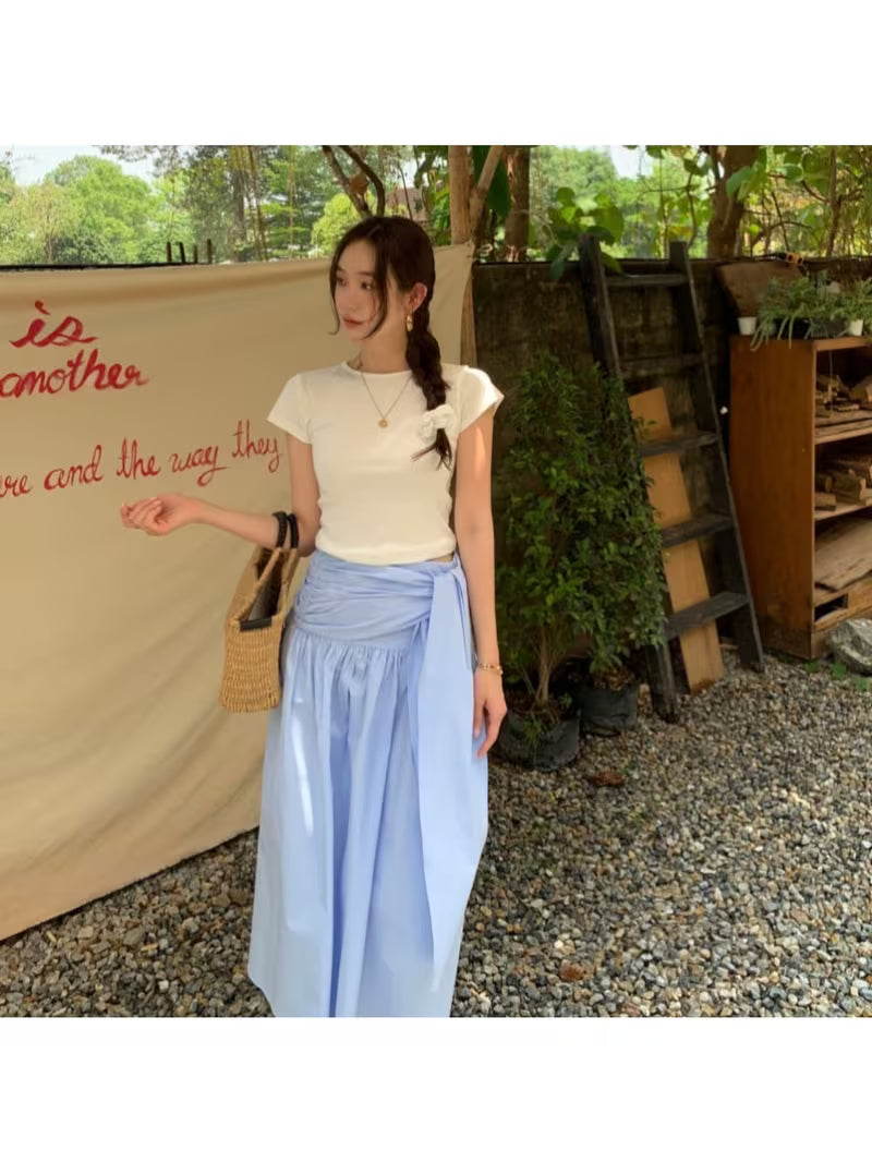 French-Style Niche Design, Irregular Strap, Cinched Waist, Half-Length Skirt