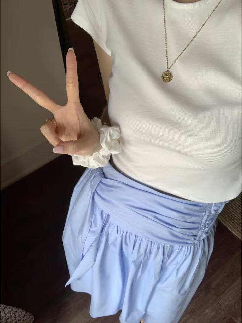 French-Style Niche Design, Irregular Strap, Cinched Waist, Half-Length Skirt