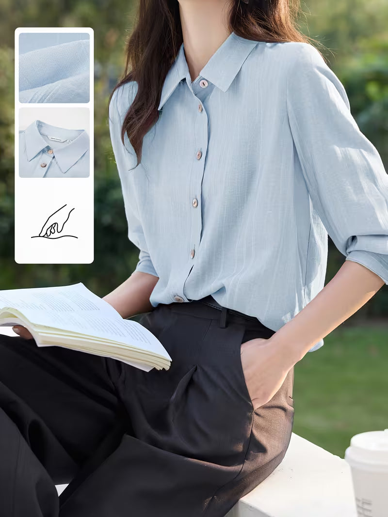 Women's Shirt, Soft and Flowing Fabric with Designer Color Gradient, Fit with Regular Shoulders, Casual and Commutable, Spring/Summer Clothing, Daily Commute Style