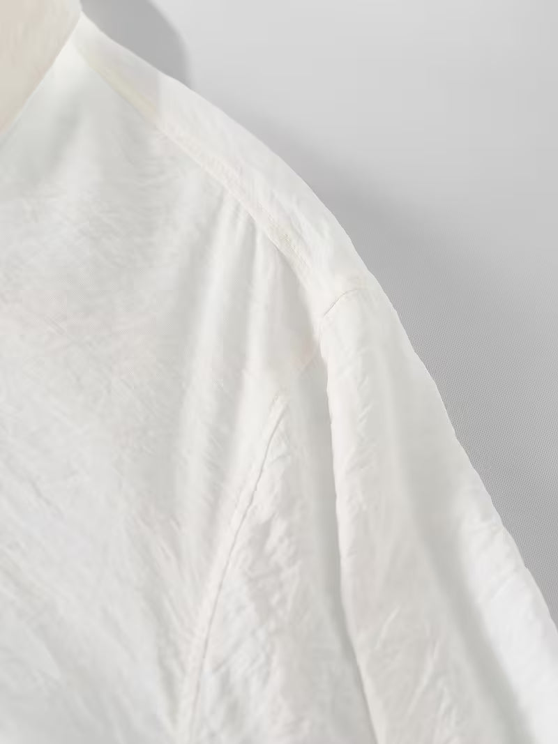 1pc of New Women'S Spring And Summer Shirt [Loose And Seven-Quarter Sleeves, Commuting, Casual, Versatile, Easy And Artistic Style, Cuff Pleating, High-End Shirt] Spring And Summer New Women'S Clothing Workplace Commuting