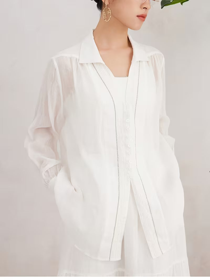 Women'S 100% Ramie Long Sleeve Shirt, Casual Blouse with Oversized Relaxed Fit And Notch Collar, Soft And Breathable Fabric Ideal for Daily Wear in Spring And Summer, Comfortable Loose Top Perfect for Weekend Brunch Or Travel