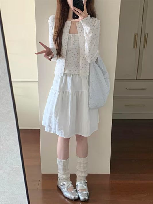 White Japanese-style Women's Skirt, Summer 2026 New Model, High-waisted, A-line Skirt, Short Workwear Skirt for Petite Women