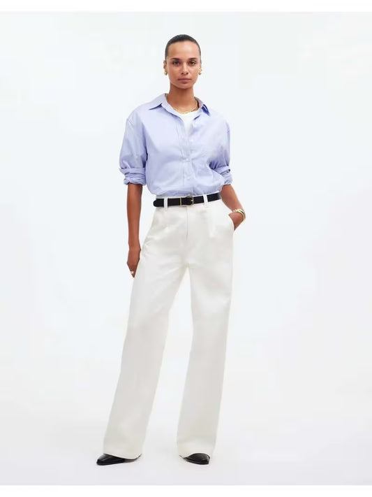 Madewell The Harlow Jeans Women's 29 Tile White Denim Baggy Wide Leg