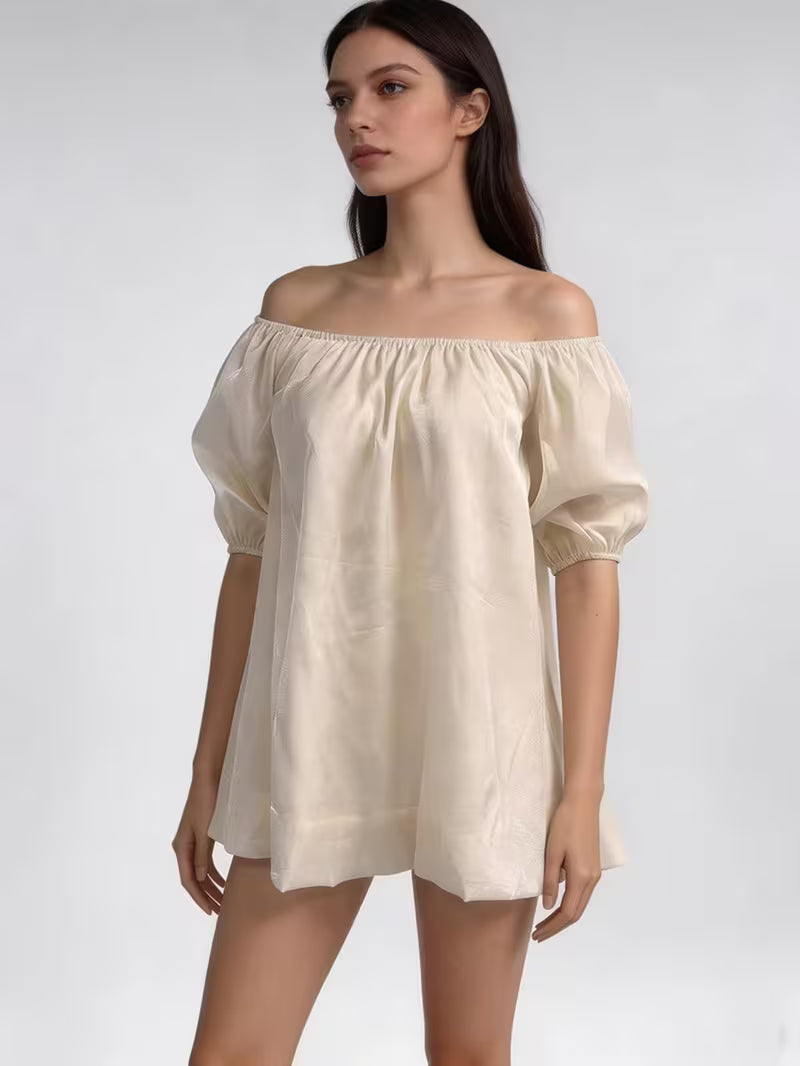 Women'S Off-Shoulder Puff Sleeve Blouse, Loose Casual Summer Top