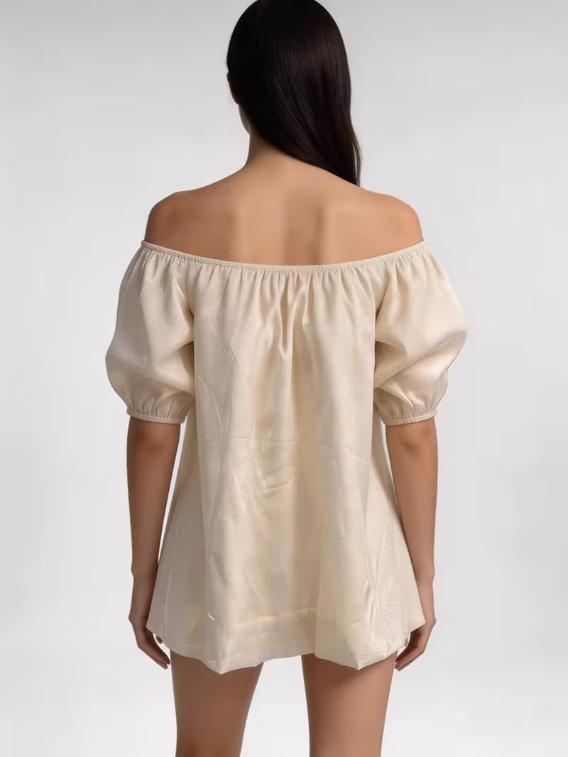Women'S Off-Shoulder Puff Sleeve Blouse, Loose Casual Summer Top
