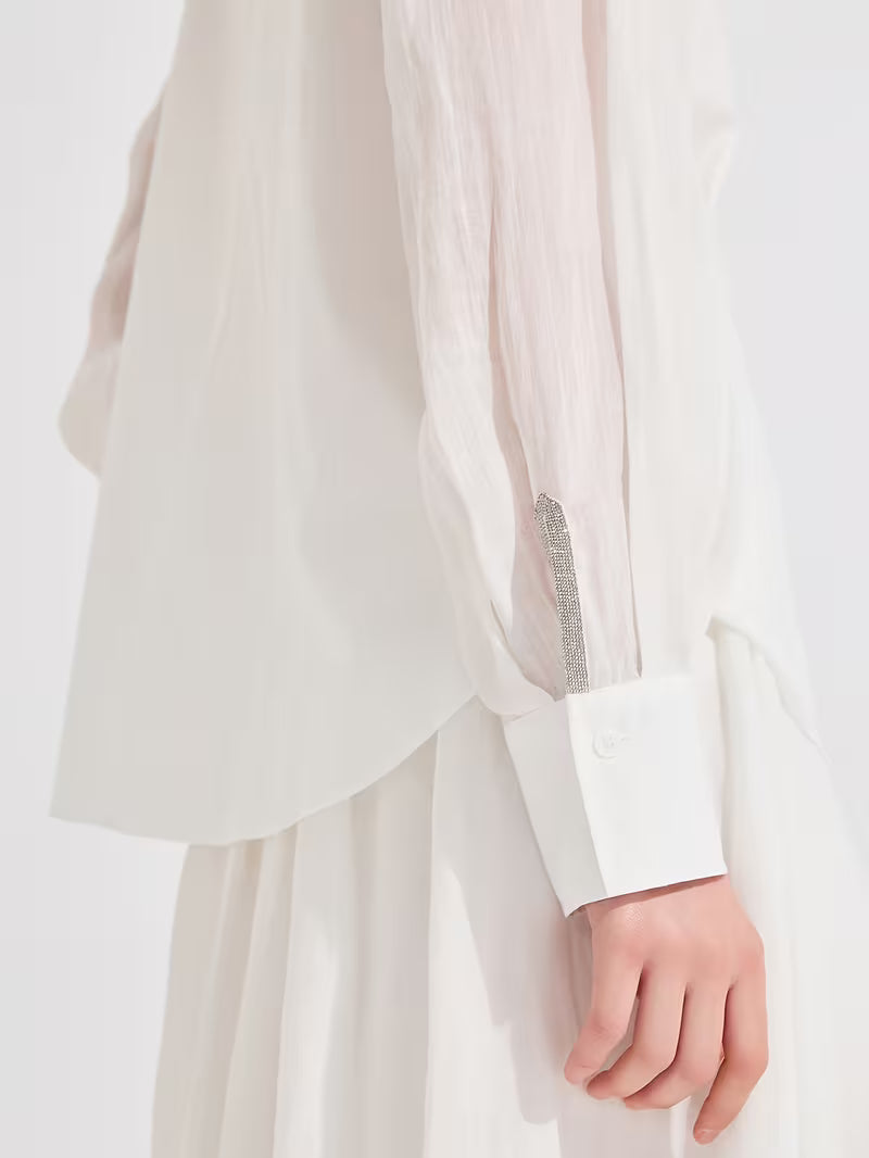 Elegant Shirting | 55%, Long Sleeve, Single Breasted, Flared Hem, Button Details, Regular Fit For Spring/Fall